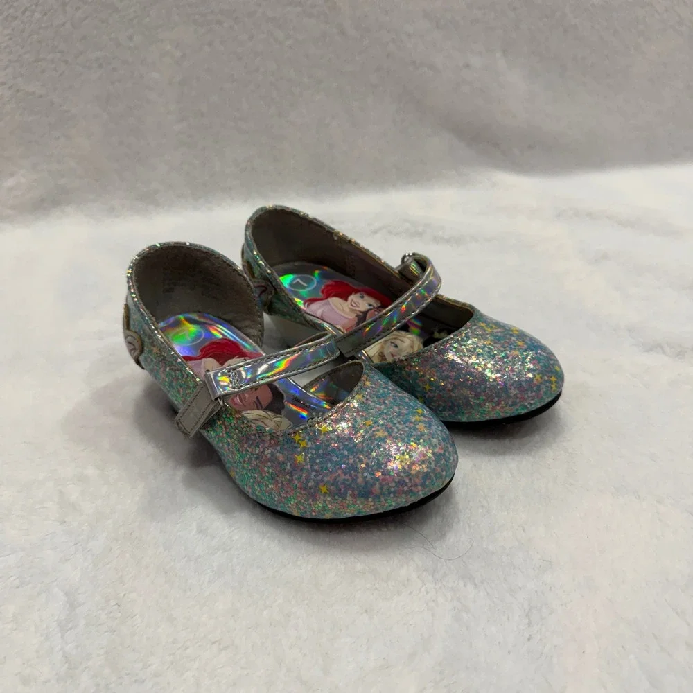 Kids Disney Princess Glitter‎ Mary Jane Heels Shoes Size 7